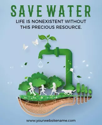 Eco-Friendly Green Water Conservation Awareness Poster Template