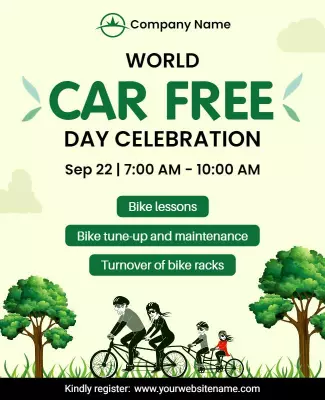 Eco-Friendly Green World Car Free Day Celebration Poster Template