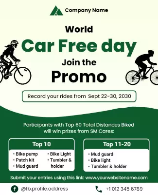 Eco-Friendly Green World Car Free Day Promo Poster Template