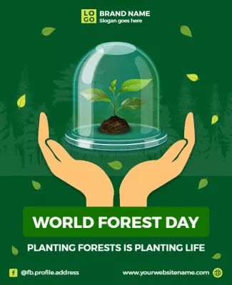 Eco-Friendly Green World Forest Day Awareness Poster Template