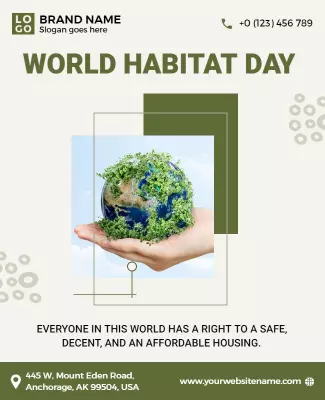 Eco-Friendly Green World Habitat Day Awareness Poster Template