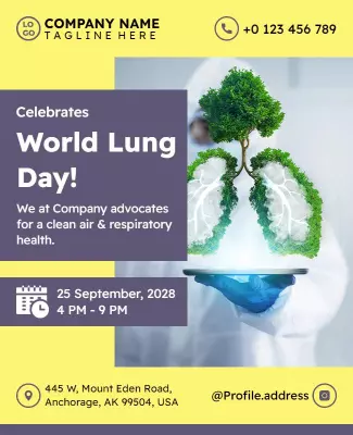 Eco-Friendly Green World Lung Day Awareness Poster Template