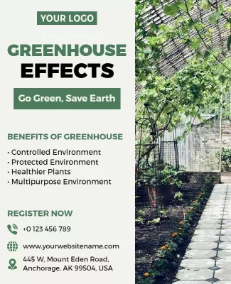 Eco-Friendly Greenhouse Benefits Information Poster Template