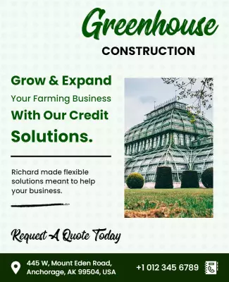 Eco-Friendly Greenhouse Construction Business Solutions Poster Template