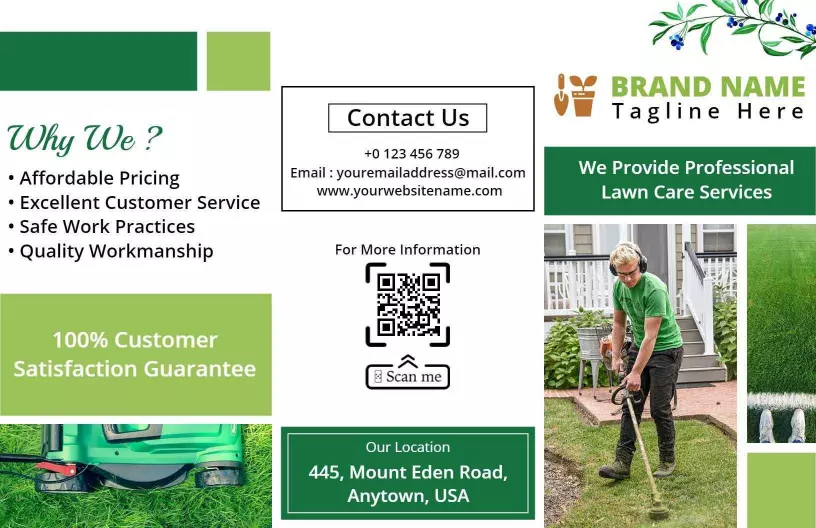 Eco-Friendly Lawn Care Services Pricing and Benefits Brochure Template