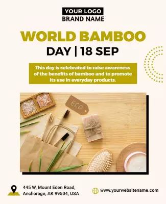 Eco-Friendly Minimalist World Bamboo Day Awareness Poster Template