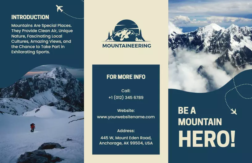 Eco-Friendly Mountain Adventure Travel Brochure Template