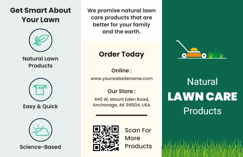 Eco-Friendly Natural Lawn Care Products and Services Brochure Template