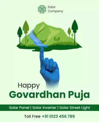 Eco-Friendly Nature Theme for Govardhan Puja Poster Template