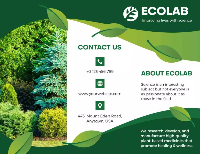 Eco-Friendly Plant-Based Medicine Information Tri Fold Brochure Template