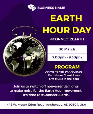 Eco-Friendly Purple Earth Hour Day Celebration Poster Template