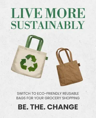 Eco-Friendly Reusable Bags Awareness Campaign Poster Template