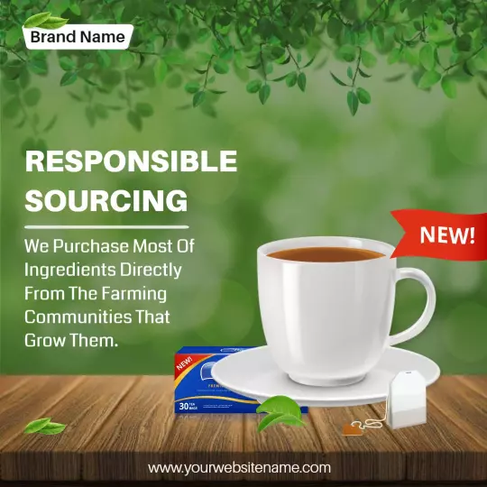 Eco-Friendly Tea Promotion with Fresh Ingredients Ad Template