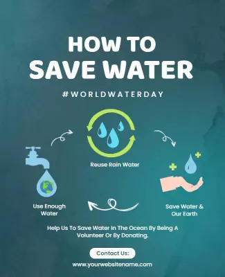 Eco-Friendly Water Conservation Tips for World Water Day Poster Template