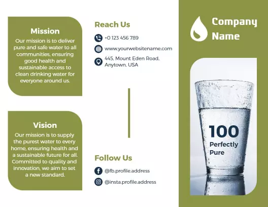 Eco-Friendly Water Purification Mission and Vision Brochure Template