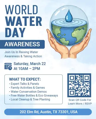 Eco-Friendly World Water Day Awareness Event Flyer Template