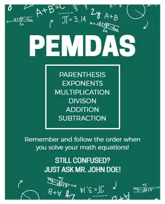 Educational Green PEMDAS Math Rules Flyer Template
