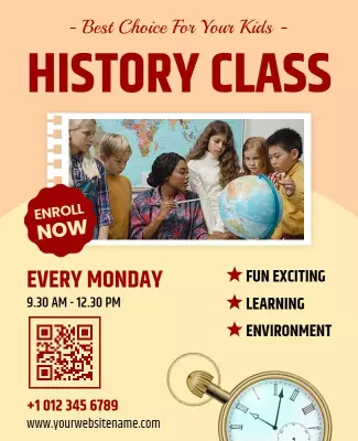 Educational History Learning Class Flyer Template