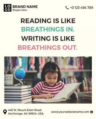 Educational Inspirational Reading and Writing Learning Poster Template