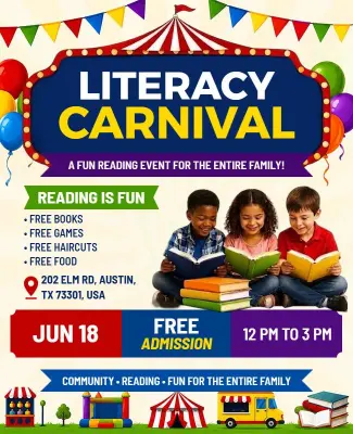 Educational Literacy Carnival Flyer Template