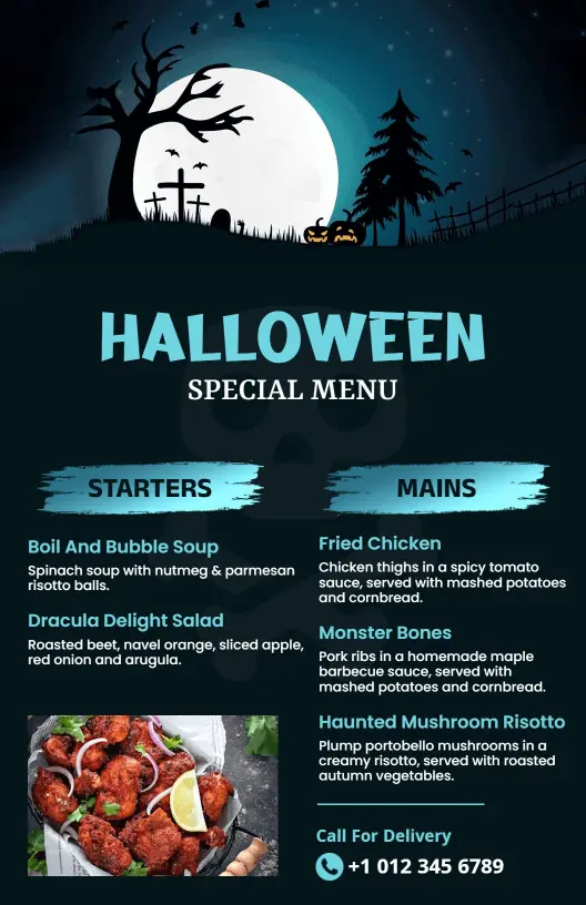 Eerie Graveyard Scene Halloween Special Menu Template