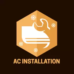 Effective Air Conditioning Installation with Tools and Snowflakes Logo Template