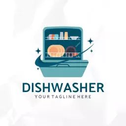 Efficient Dishwasher Design Highlighting Clean Dishes Logo Template