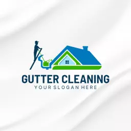 Efficient Green Gutter Cleaning Service for Home Maintenance Logo Template