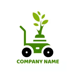 Efficient Green Lawn Care Service with Reliable Equipment Logo Template