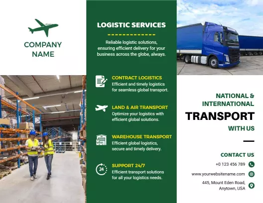 Efficient Logistics and Transportation Services Brochure Template