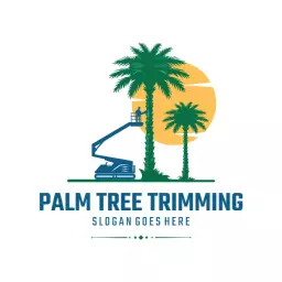 Efficient Palm Tree Trimming Service Under Sunny Sky Logo Template