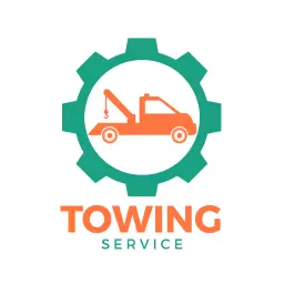 Efficient Towing Service with Orange Tow Truck Icon Logo Template