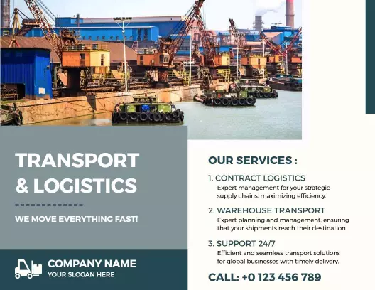 Efficient Transport and Logistics Services Management Brochure Template