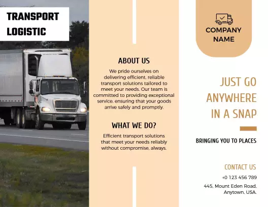 Efficient Transport Logistics and Delivery Services Brochure Template