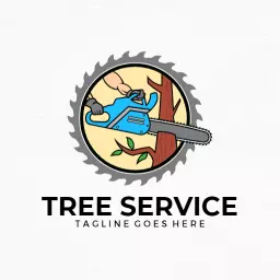 Efficient Tree Cutting with Professional Tool in Action Logo Template