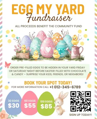 Egg My Yard Fundraiser with Pastel Easter Theme Flyer Template