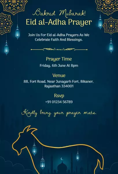 Eid al-Adha Prayer Celebration Bakrid Invitation Template