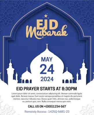 Eid Mubarak Celebration Event Invitation Flyer Template