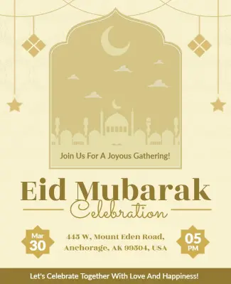 Eid Mubarak Celebration Gathering Flyer Template