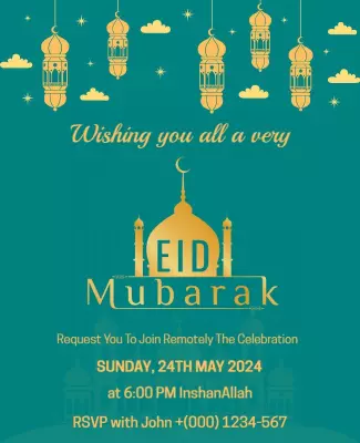 Eid Mubarak Celebration Invitation Flyer Template