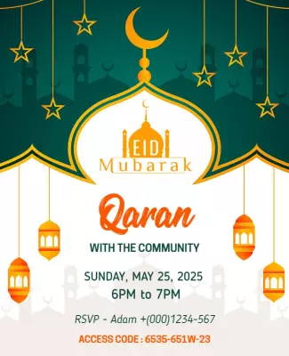 Eid Mubarak Community Celebration Flyer Template