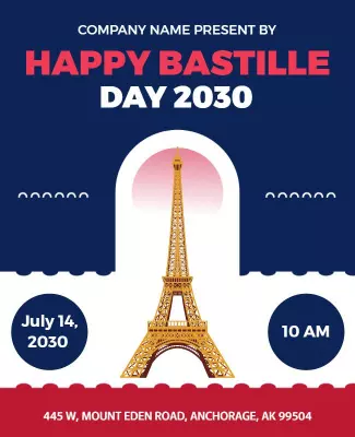 Eiffel Tower Celebration for Bastille Day Festivities Poster Template