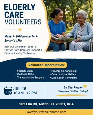 Elderly Care Volunteer Program Flyer Template