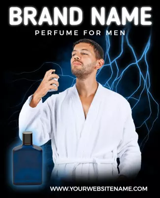 Electric Blue Masculine Perfume Advertisement Poster Template