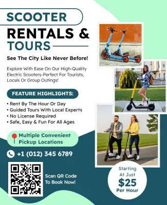 Electric Scooter Rentals and Tours Promotional Flyer Template