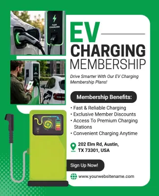 Electric Vehicle Charging Membership Benefits Flyer Template
