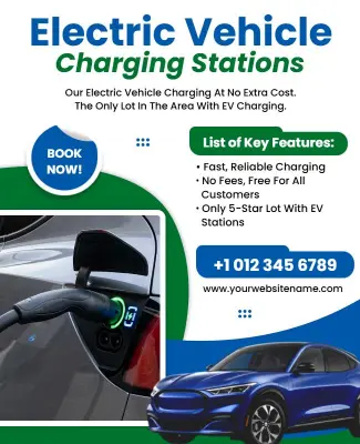 Electric Vehicle Charging Stations Promotional Poster Template