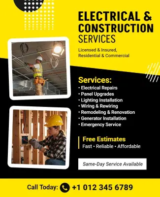 Electrical and Construction Services Promotional Flyer Template