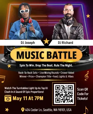Electrifying DJ Music Battle Event Flyer Template