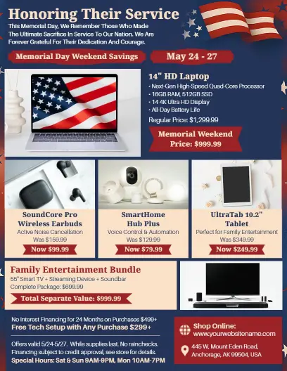 Electronics Featured Products Memorial Day Flyer Template